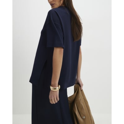 Navy Premium Short Sleeve Oversized T-Shirt