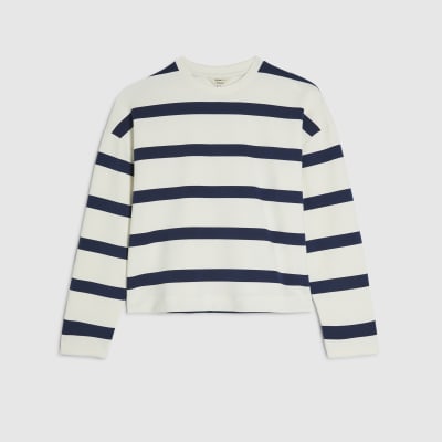 Navy Premium Striped Long Sleeve Top