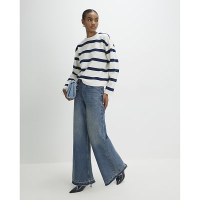 Navy Premium Striped Long Sleeve Top