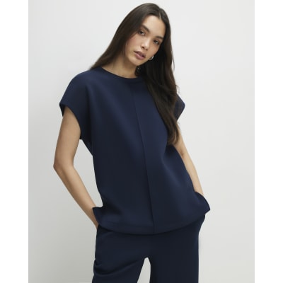 Navy Premium Twill Short Sleeve Top
