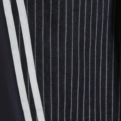 Navy Relaxed Straight Leg Stripe Hybrid Jeans