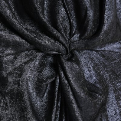 Navy Satin Long Sleeve Twist Front Midi Dress