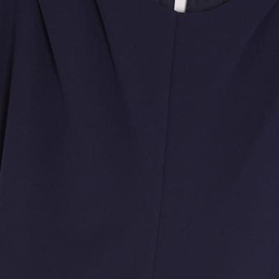 Navy Short Sleeve Ruched Top