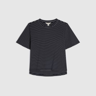Navy Short Sleeve Striped Top