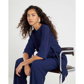 Navy Short Sleeve Textured Tie T-shirt