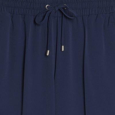 Navy Side Stripe Drawstring Wide Leg Joggers