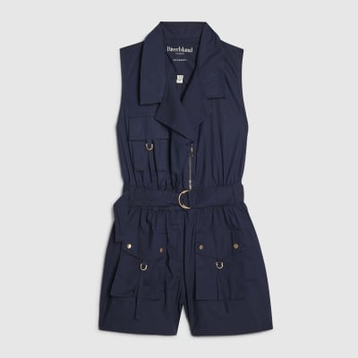 Navy Sleeveless Utility Playsuit