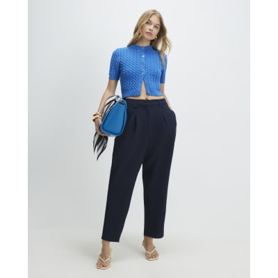 Navy Straight Leg Trousers