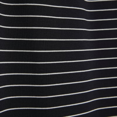 Navy Striped Wide Leg Trousers