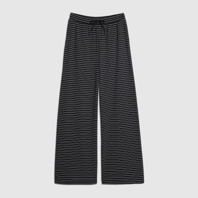 Navy Striped Wide Leg Trousers