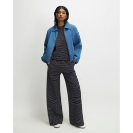 Navy Striped Wide Leg Trousers