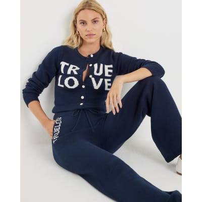Navy True Love Cardigan Trousers Set