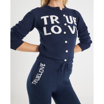 Navy True Love Cardigan Trousers Set
