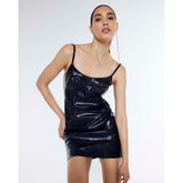 Navy Vinyl Corset Mini Dress
