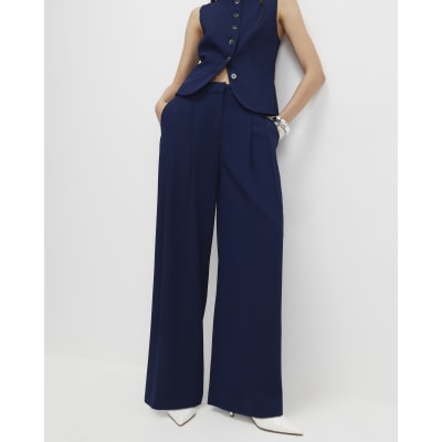 Navy Wide Leg Trousers