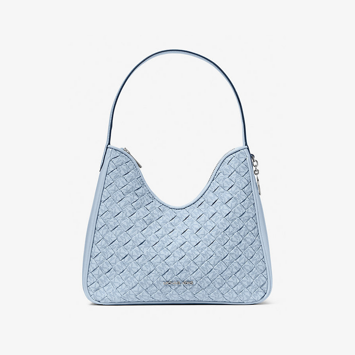 Nayla Small Woven Signature Logo Hobo Shoulder Bag