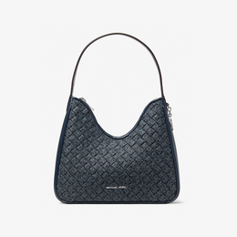 Nayla Small Woven Signature Logo Hobo Shoulder Bag