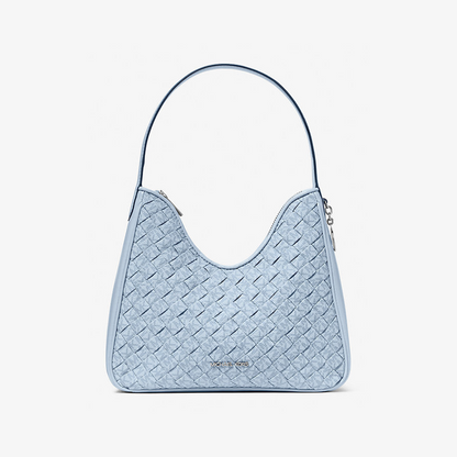 Nayla Small Woven Signature Logo Hobo Shoulder Bag