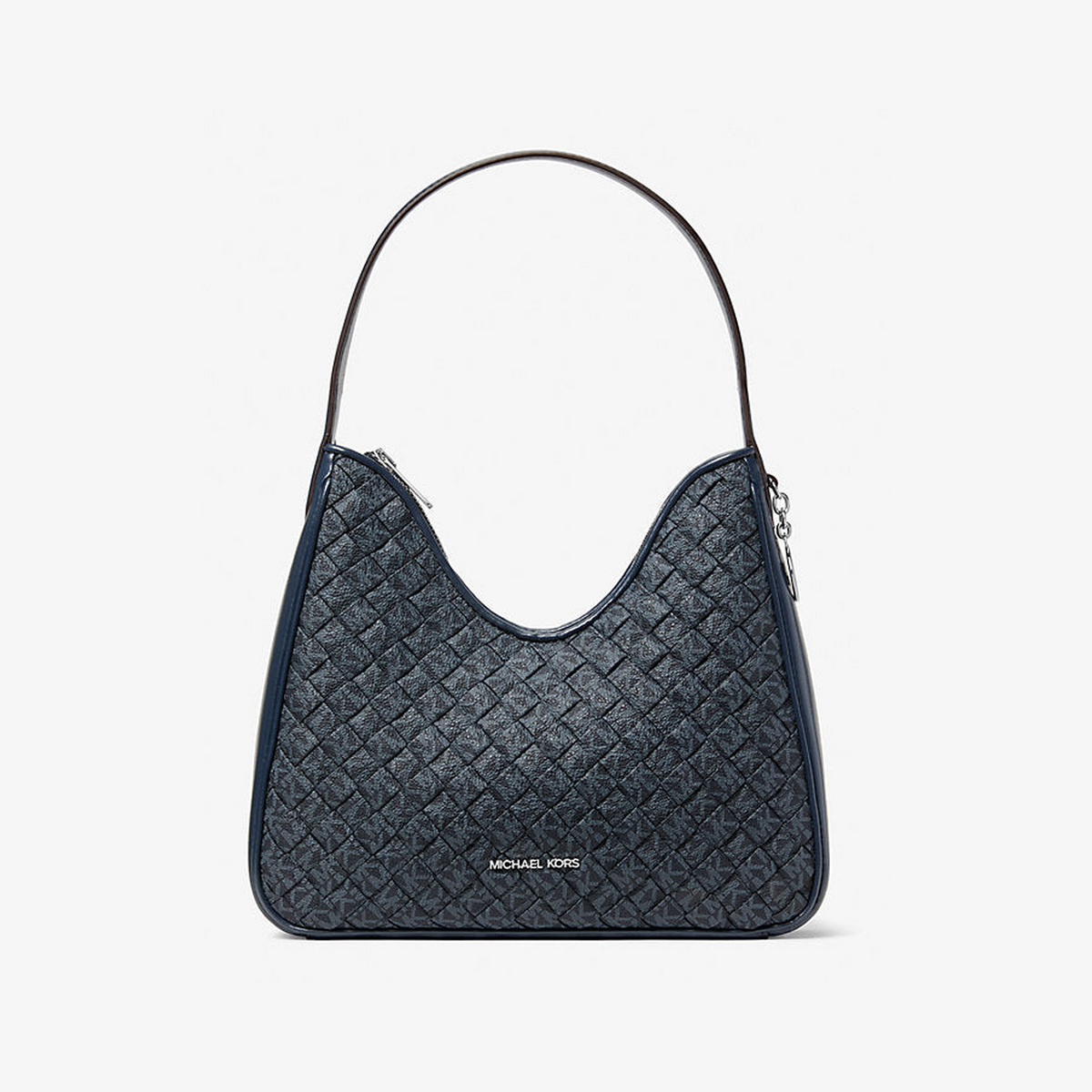 Nayla Small Woven Signature Logo Hobo Shoulder Bag