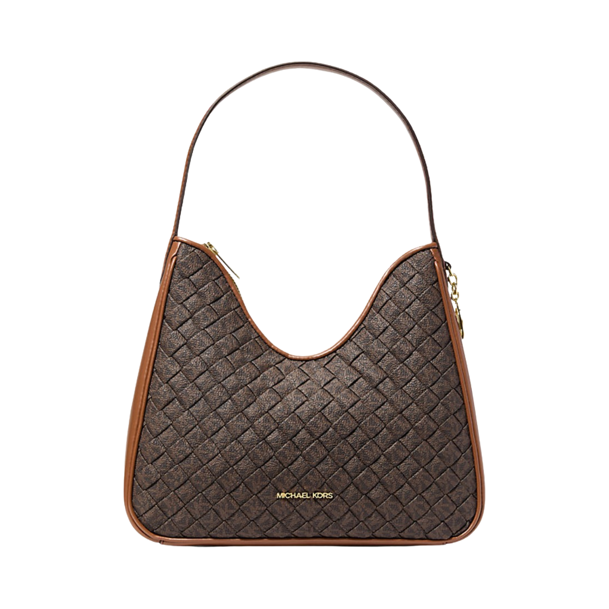 Nayla Small Woven Signature Logo Hobo Shoulder Bag