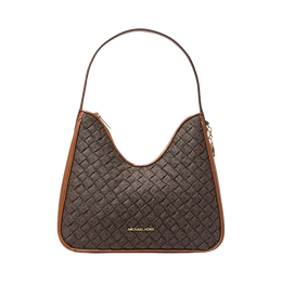 Nayla Small Woven Signature Logo Hobo Shoulder Bag