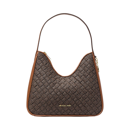 Nayla Small Woven Signature Logo Hobo Shoulder Bag