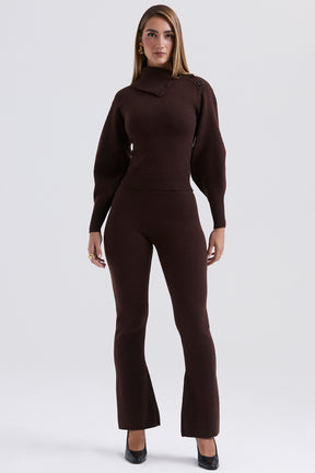Chocolate cashmere blend trousers