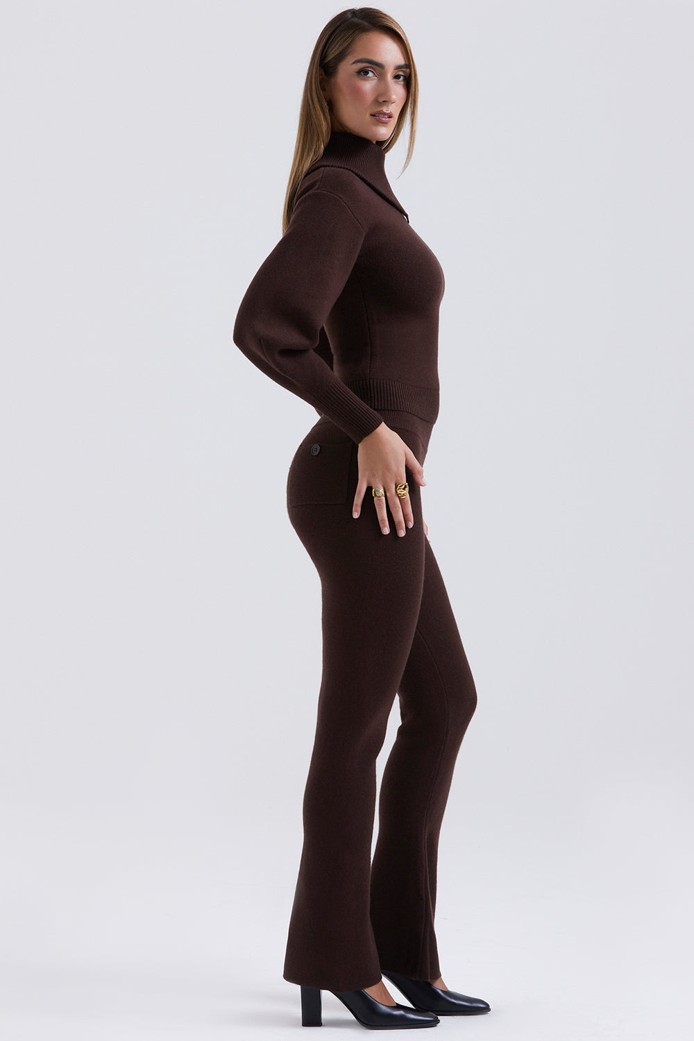 Chocolate cashmere blend trousers