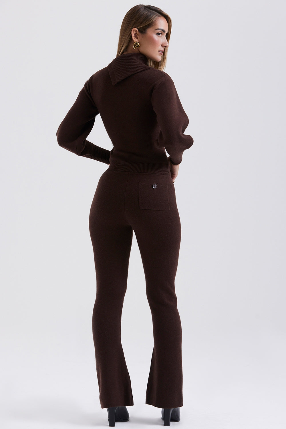 Chocolate cashmere blend trousers