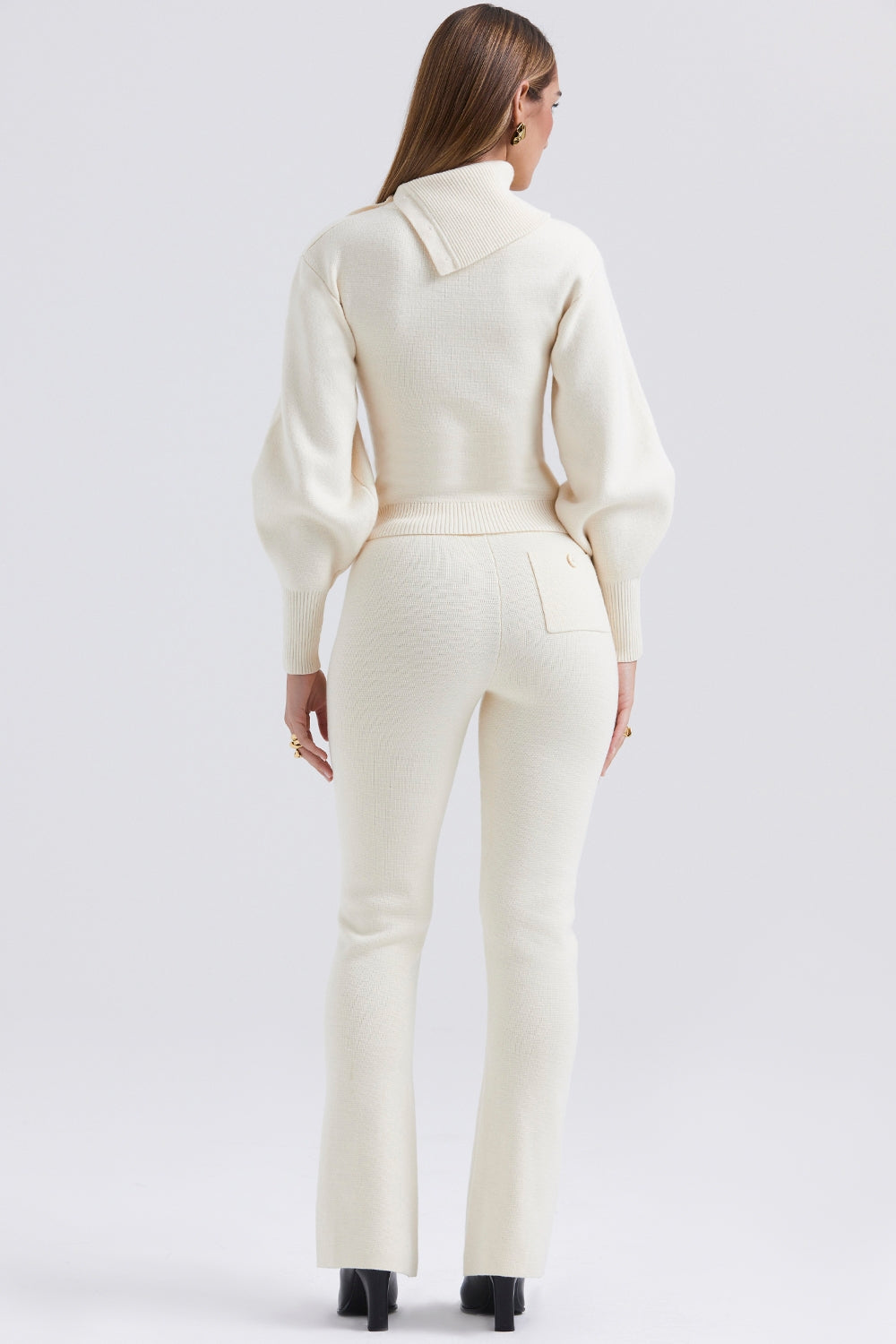 Cream cashmere blend trousers