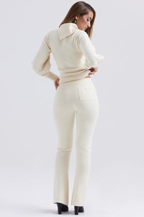 Cream cashmere blend trousers
