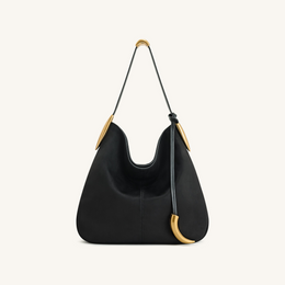 Nina Metal Charm Hobo Bag - Black