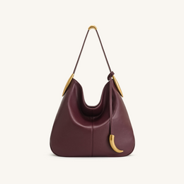 Nina Metal Charm Hobo Bag - Burgundy