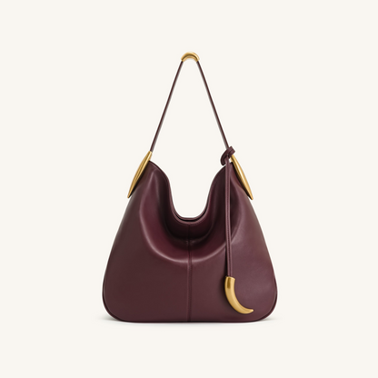 Nina Metal Charm Hobo Bag - Burgundy
