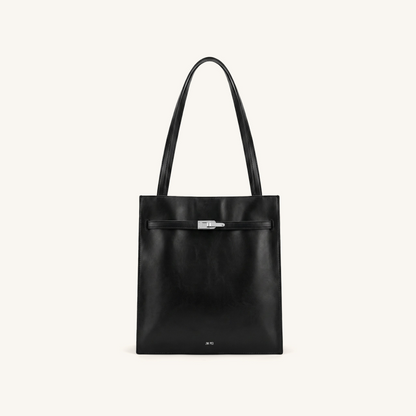 Noelle Belted Tote Bag - Black