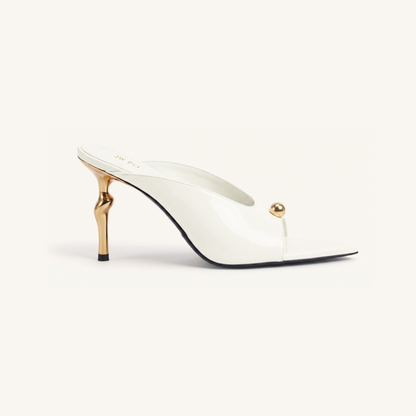 Noemi Pointed-Toe Mule Heels - White