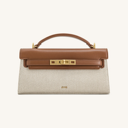 Noor Top Handle Bag - Brown Canvas