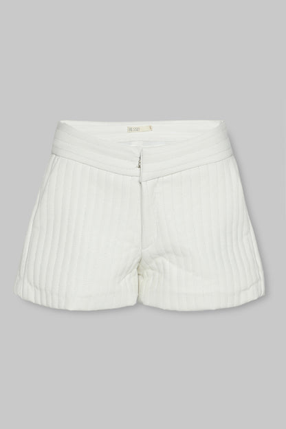 RIBBED VEGAN LEATHER SHORTS