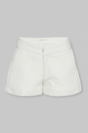 RIBBED VEGAN LEATHER SHORTS