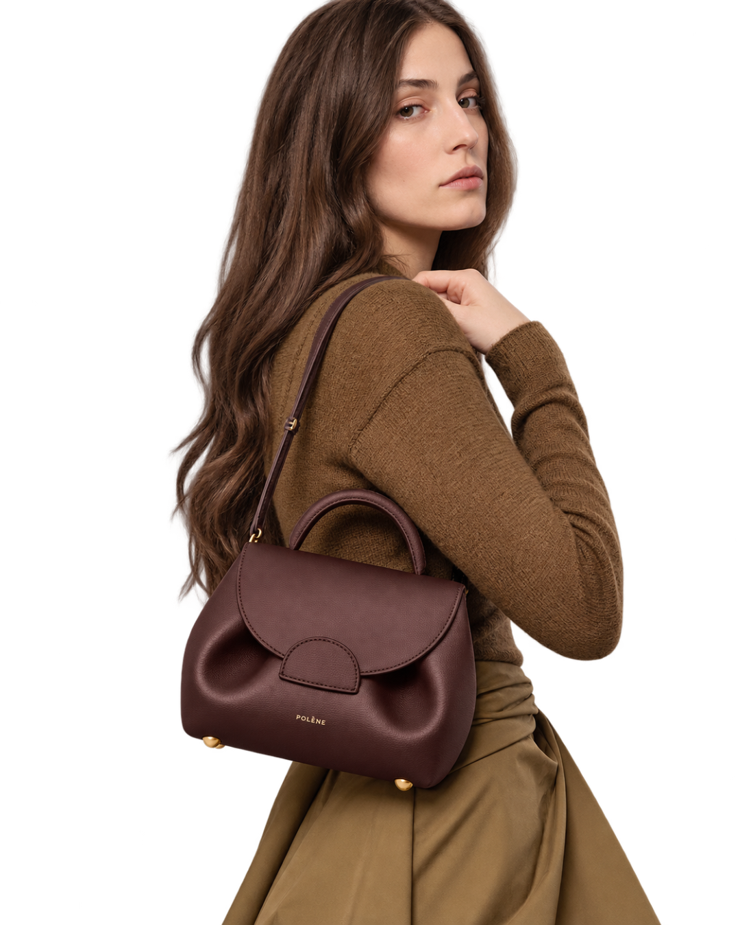 [AI-GENERATED:MODEL_PRIMARY] Numéro Un Nano Edition Textured Burgundy — Human Model