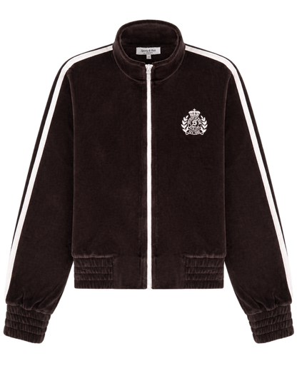 NY Crest Elio Velour Track Jacket - Chocolate