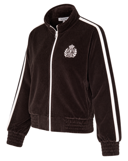 NY Crest Elio Velour Track Jacket - Chocolate