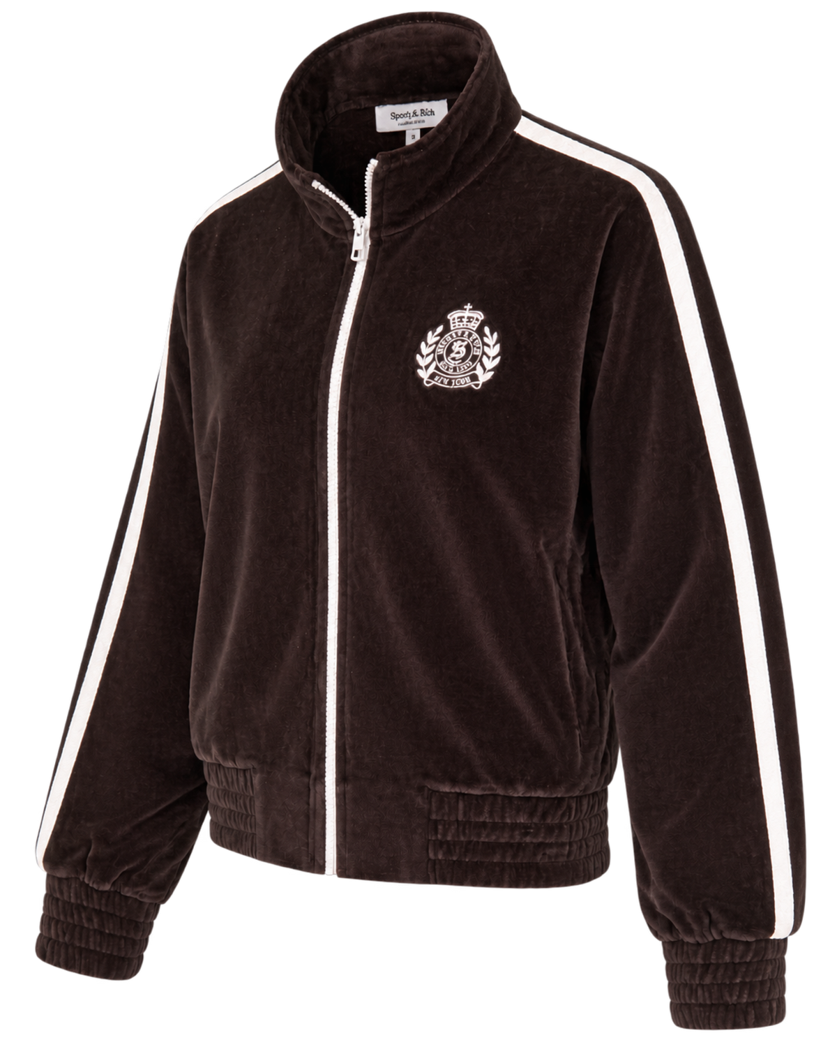NY Crest Elio Velour Track Jacket - Chocolate