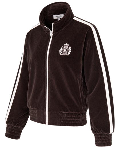 NY Crest Elio Velour Track Jacket - Chocolate