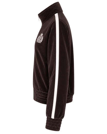 NY Crest Elio Velour Track Jacket - Chocolate