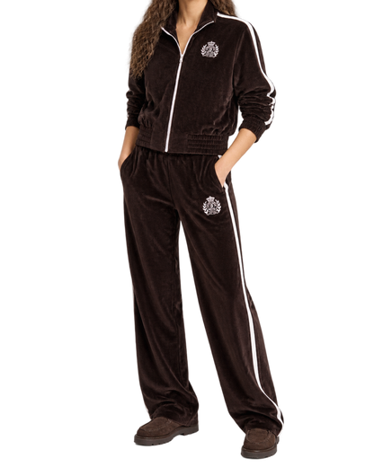 NY Crest Elio Velour Track Jacket - Chocolate