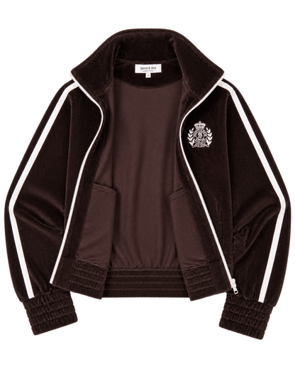 NY Crest Elio Velour Track Jacket - Chocolate