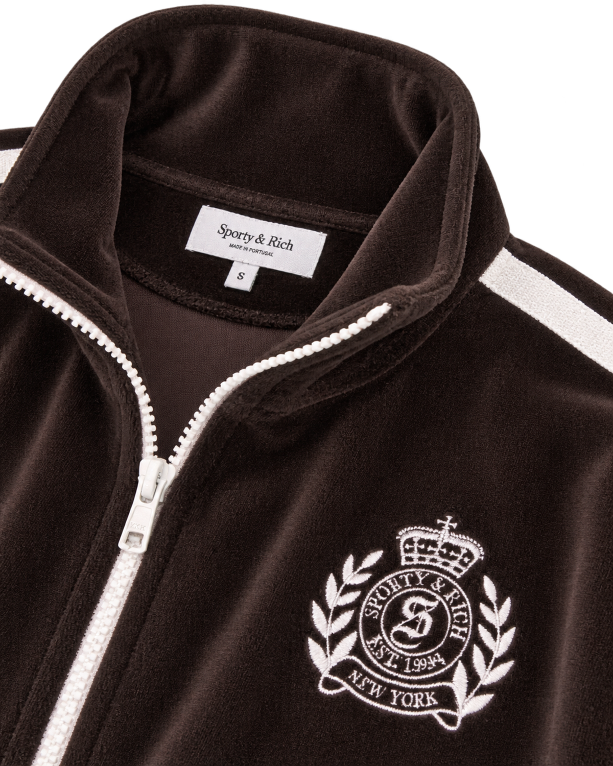 NY Crest Elio Velour Track Jacket - Chocolate