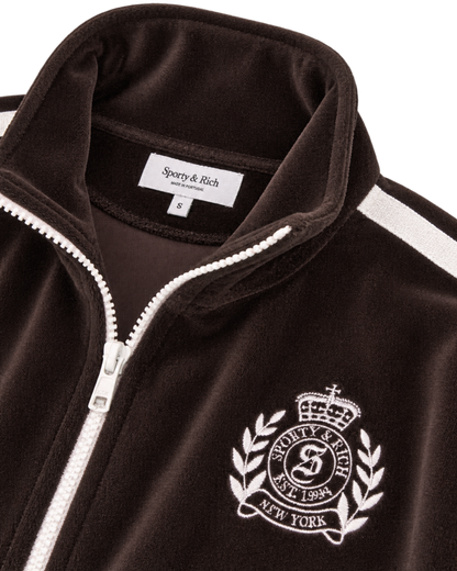 NY Crest Elio Velour Track Jacket - Chocolate