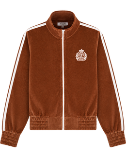 NY Crest Elio Velour Track Jacket - Tobacco